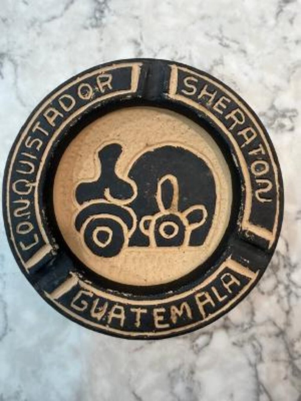 Vintage Ceramic Ashtray from Conquistador Sheraton, Guatemala/5" diameter